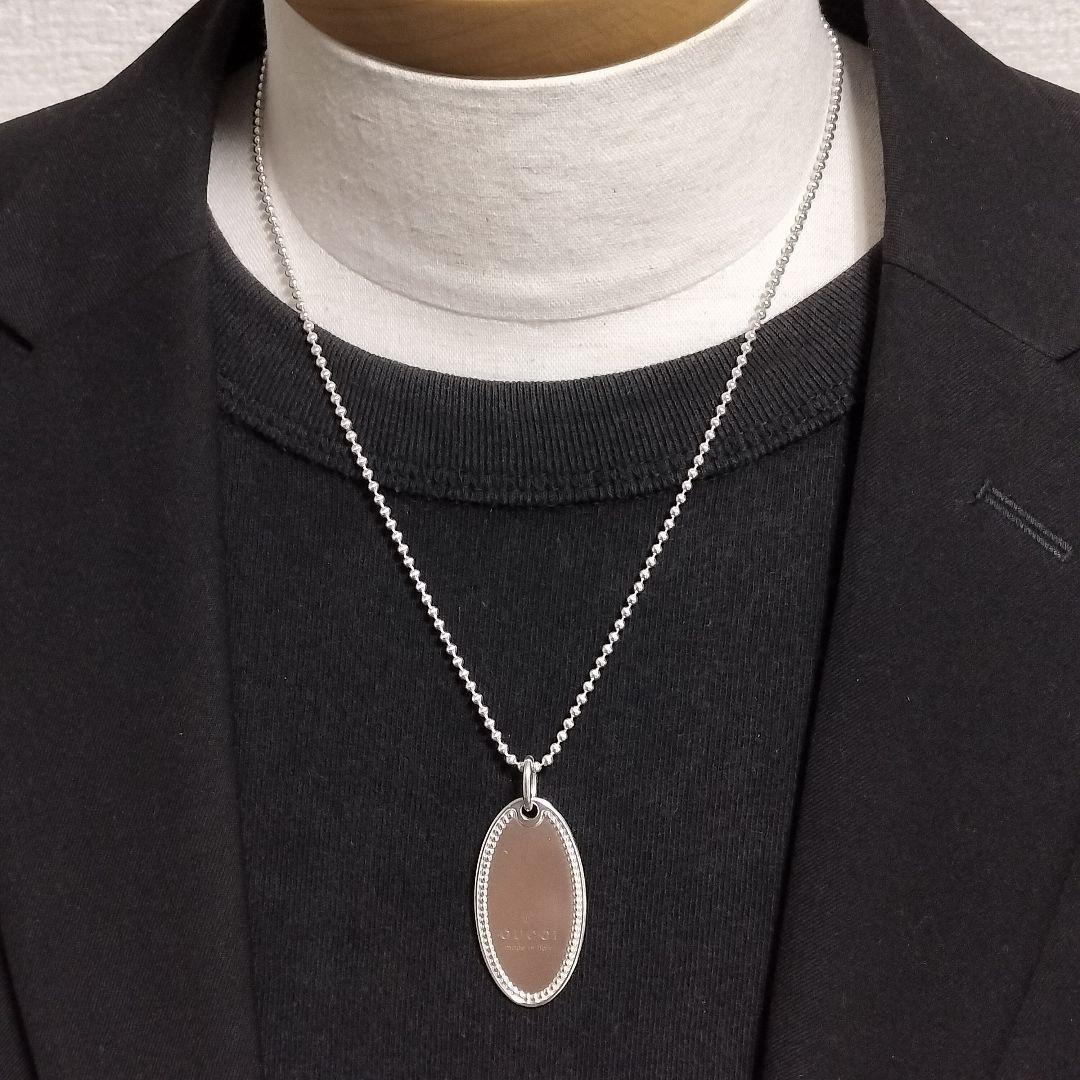 GUCCI オーバル プレート ネックレス 925 ボールチェーン