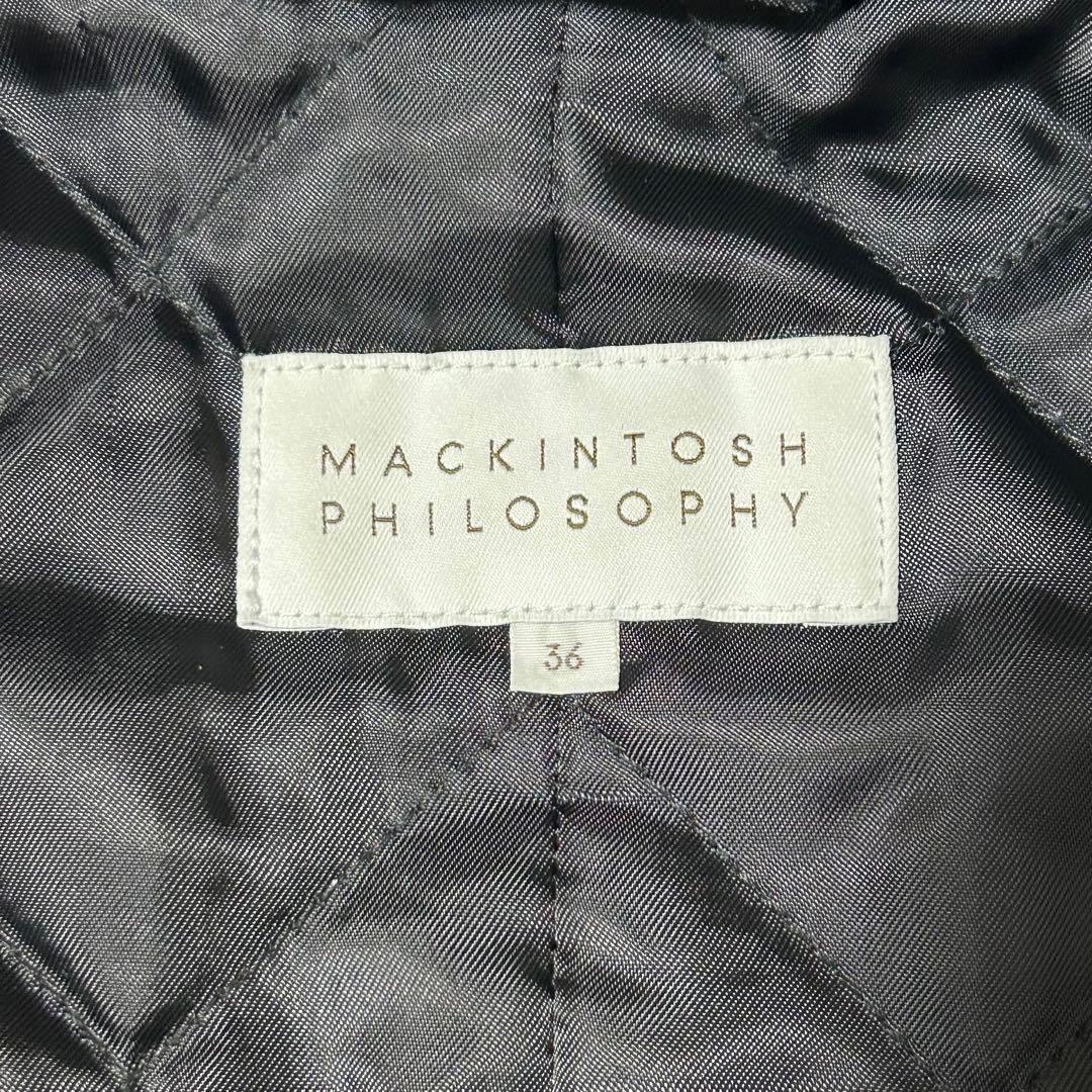 【マッキントッシュ】襟付き ステンカラーコート 釦刻印 裏地キルティング M位