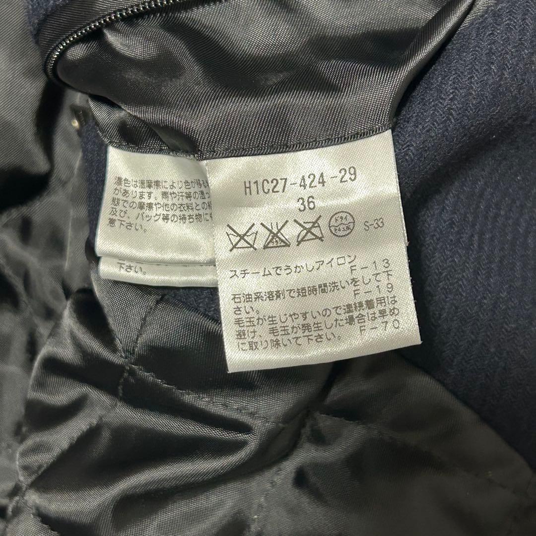 【マッキントッシュ】襟付き ステンカラーコート 釦刻印 裏地キルティング M位