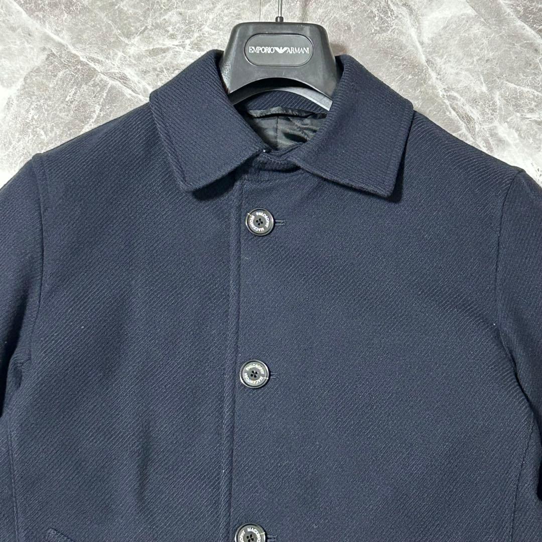 【マッキントッシュ】襟付き ステンカラーコート 釦刻印 裏地キルティング M位