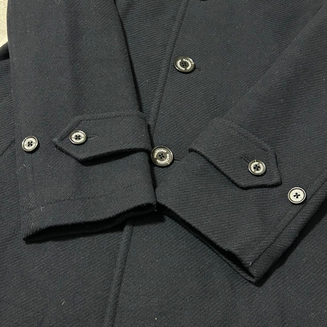 【マッキントッシュ】襟付き ステンカラーコート 釦刻印 裏地キルティング M位