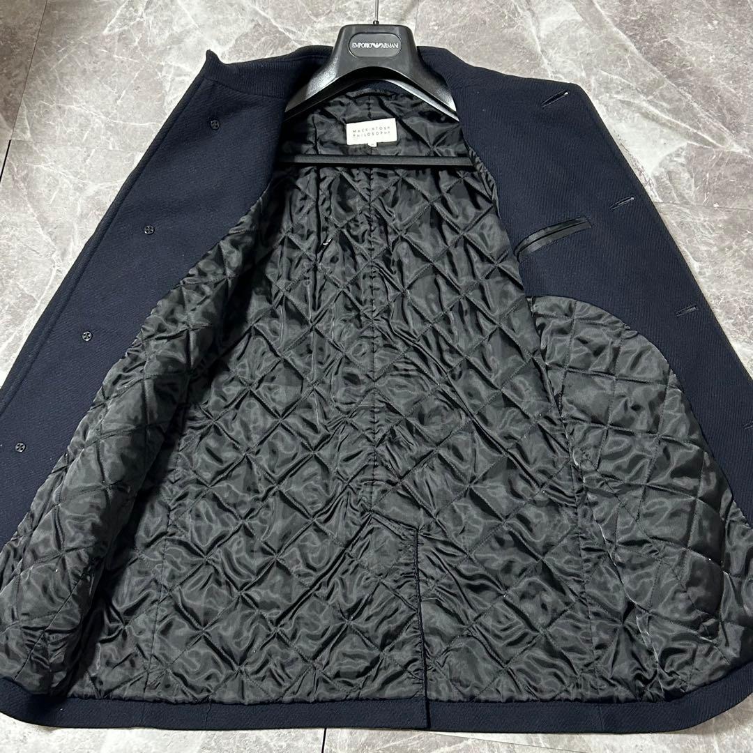 【マッキントッシュ】襟付き ステンカラーコート 釦刻印 裏地キルティング M位