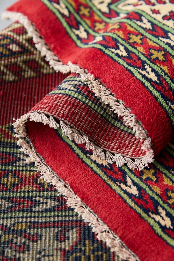 ヴィンテージラグ　ペルシャ絨毯　トライバルラグ（237×166cm）赤　緑　茶