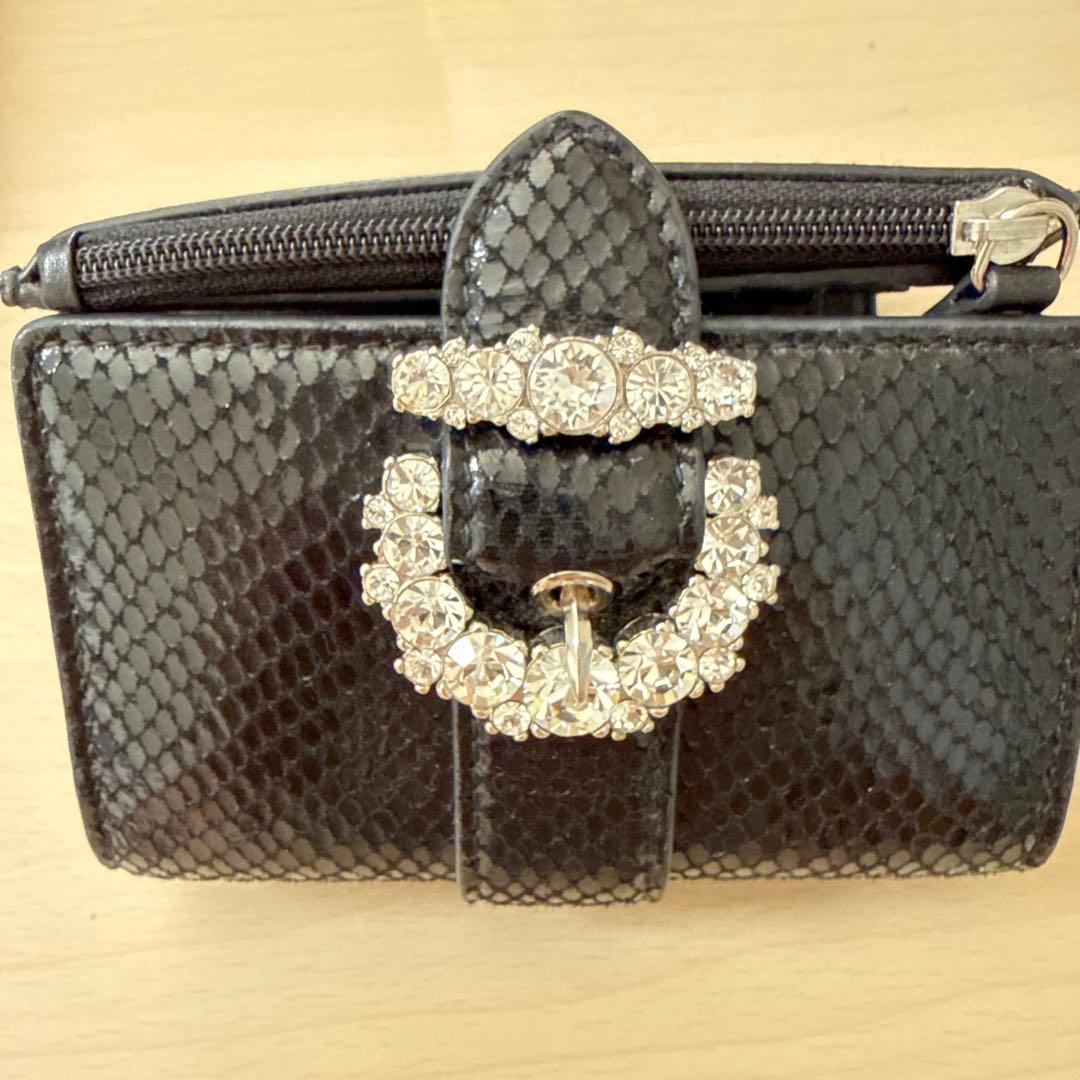 JIMMY CHOO ブラックレザー三つ折り財布