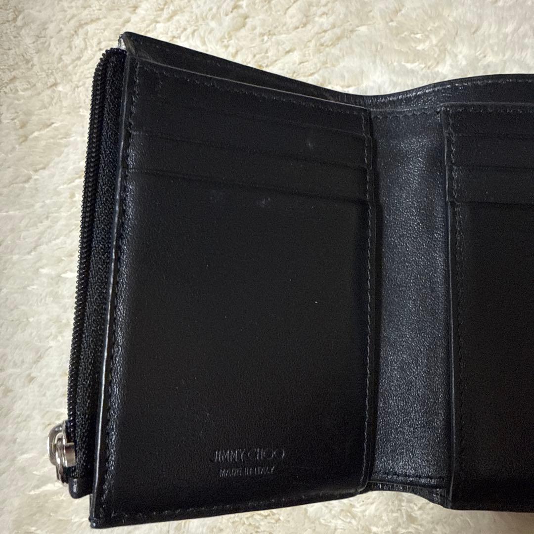 JIMMY CHOO ブラックレザー三つ折り財布