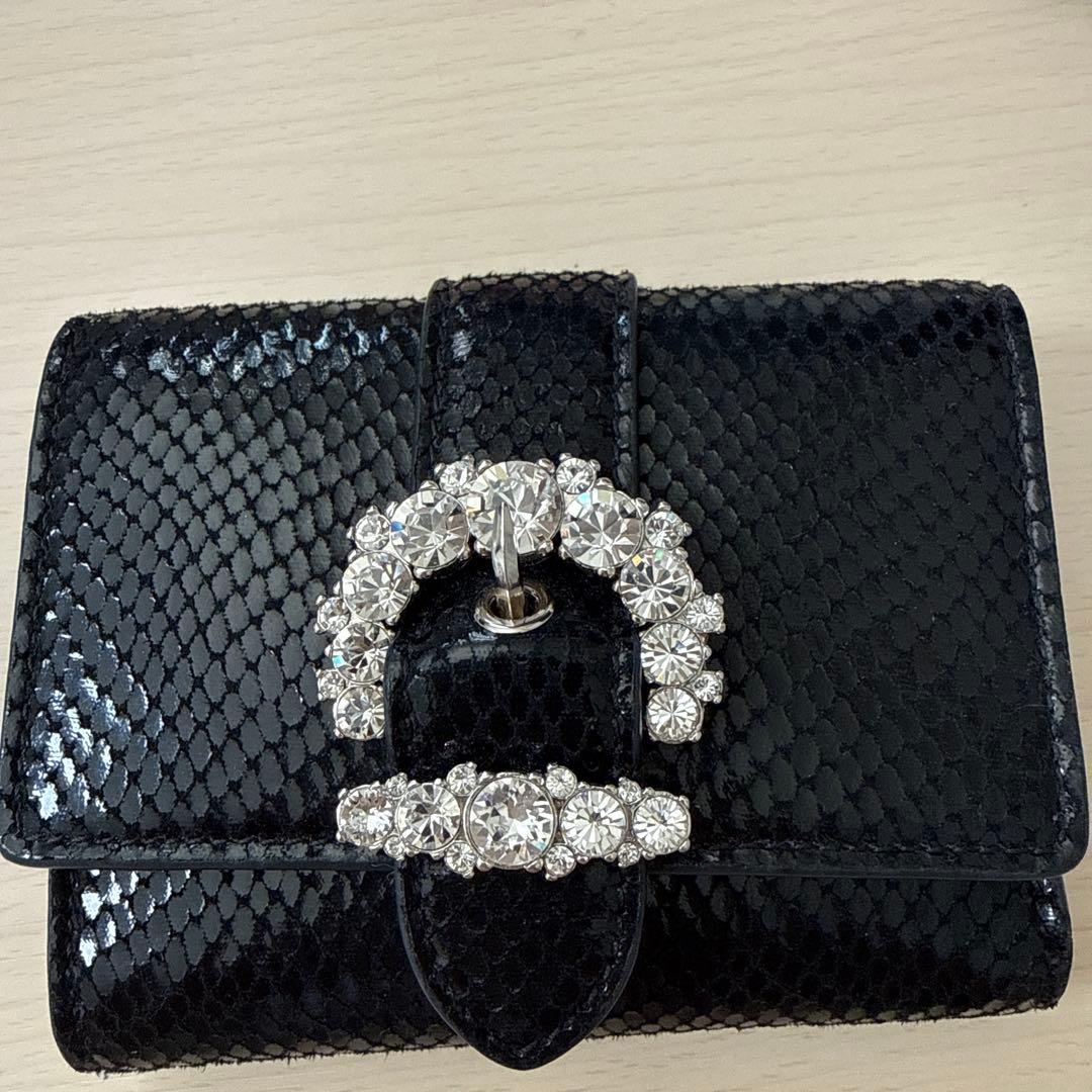 JIMMY CHOO ブラックレザー三つ折り財布