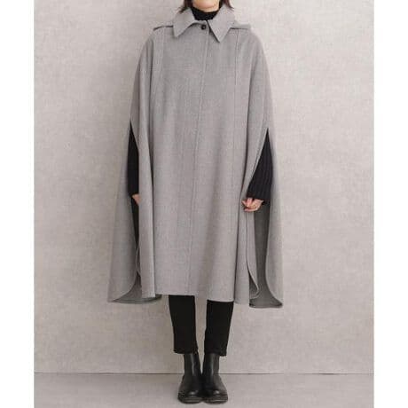 新品 タグ付き ナノユニバース ロングケープコート 38 Mサイズ グレー