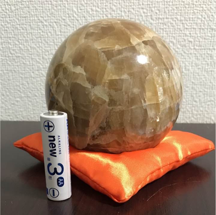 激安！　オレンジカルサイト 約1.2kg 水晶 丸玉