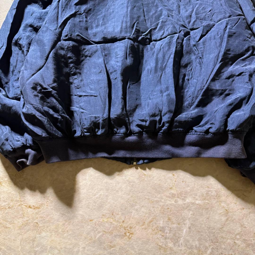 80sシルクブルゾン古着ネイビー中綿フライトジャケット型短丈L美品当時物CBOY