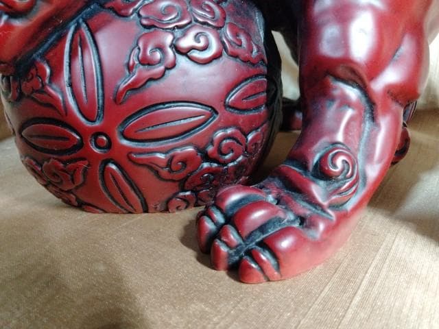 重量級　シーサー 獅子 縁起置物 寿山石　1個5kg　20x21x19cm