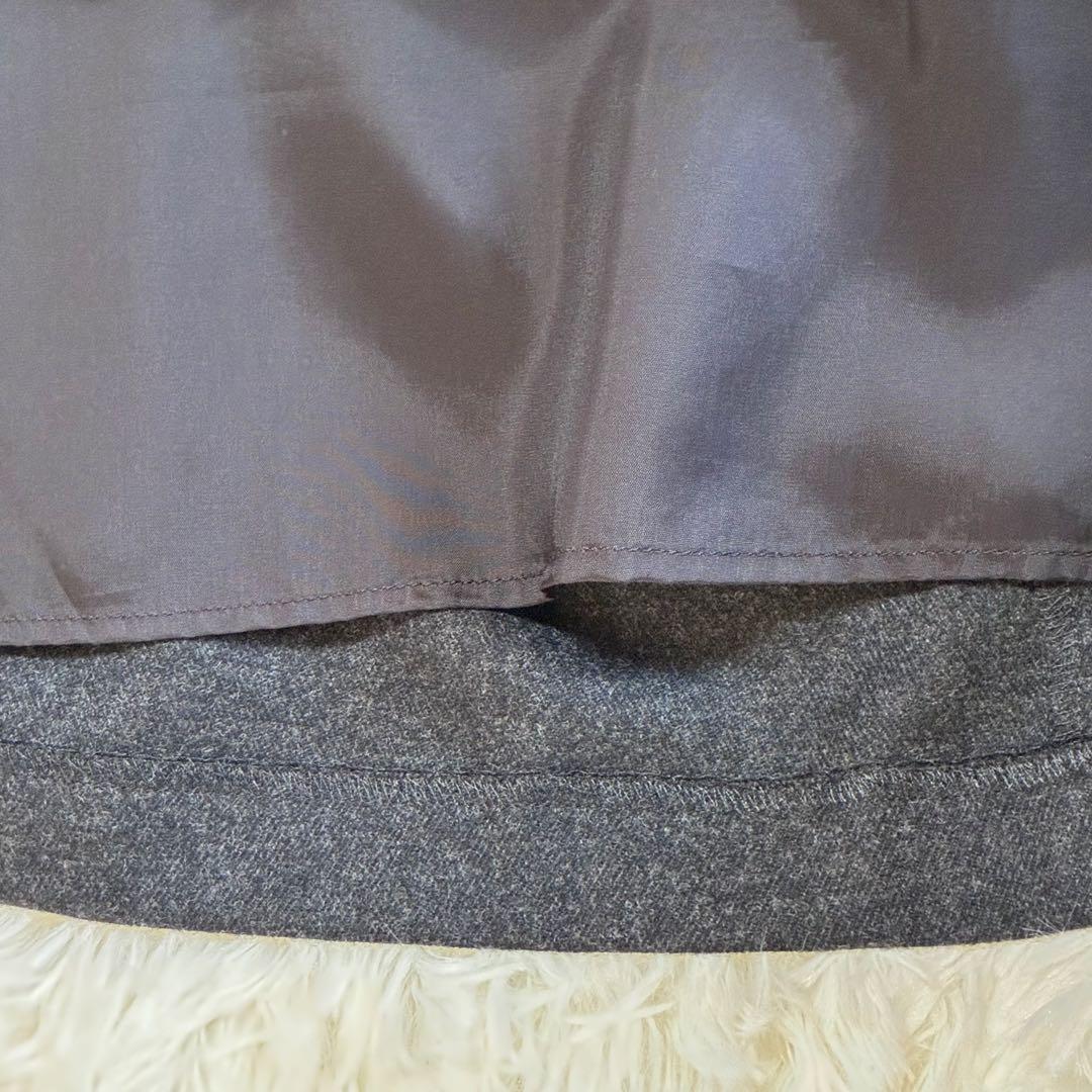 ★新品ダグ付★TOCCAトッカリボン使いウールワンピース定価4.1万グレー