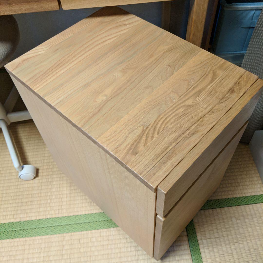【直接お渡し】無印良品 タモ材 デスク/キャビネット/チェア 3点セット 中古