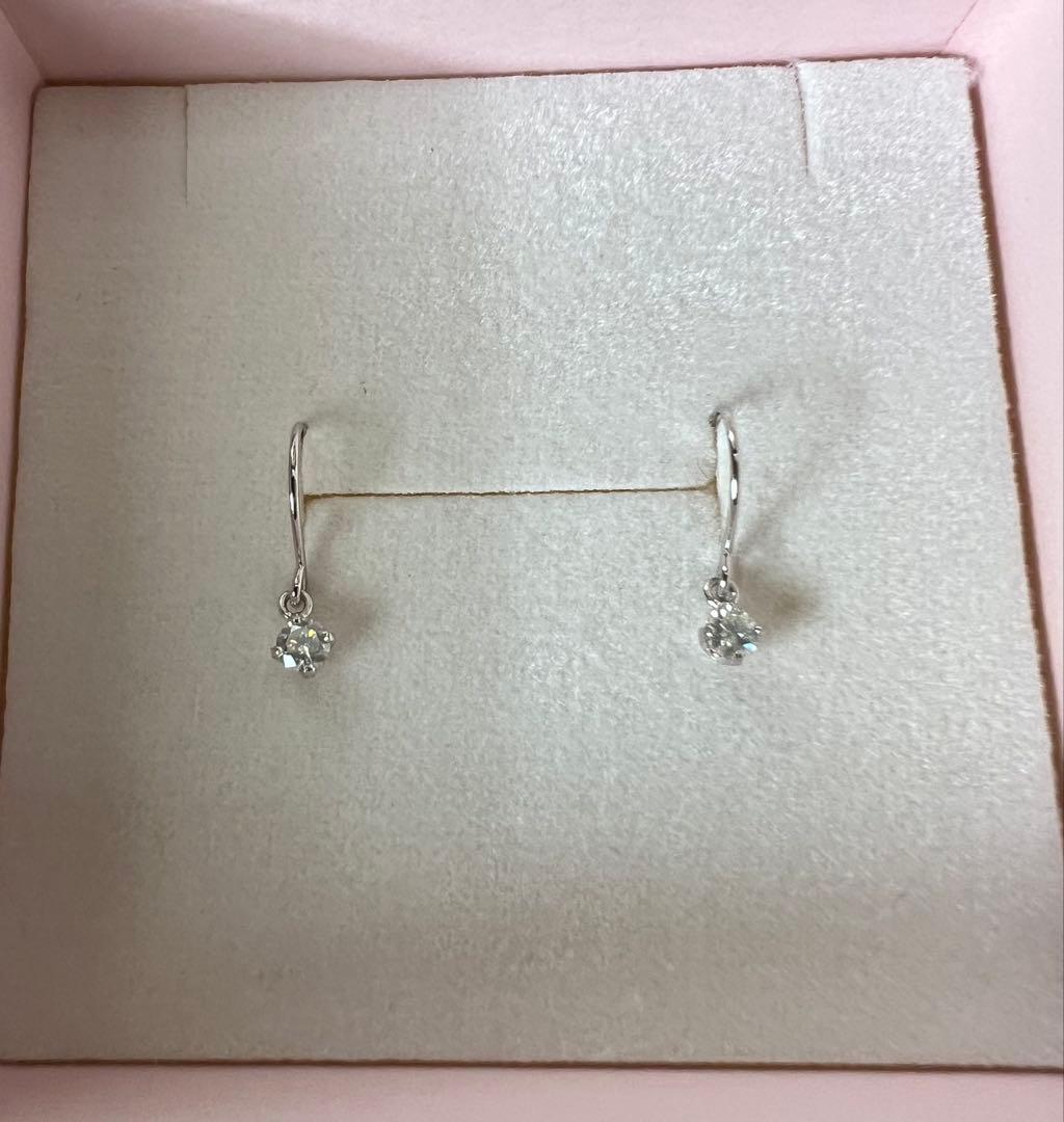 プラチナ900 ダイヤモンドフックピアス　計0.1ct
