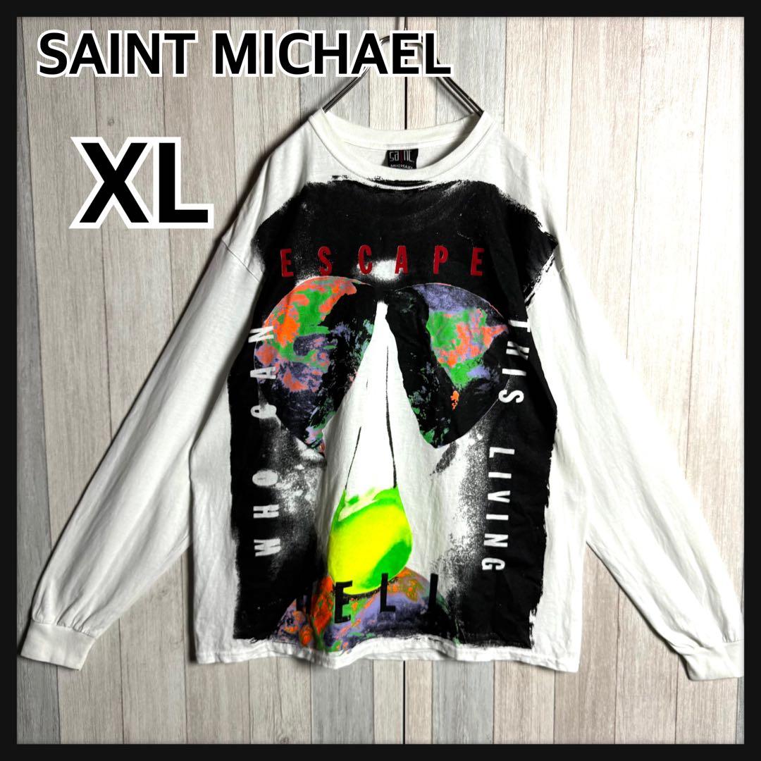 3534【限定販売品・美品】セントマイケル 両面プリント 長袖Tシャツ ロンT