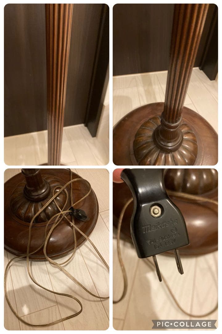 アンティーク　ビンテージ　スタンドライト シェードランプ 木製　ロウソクデザイン