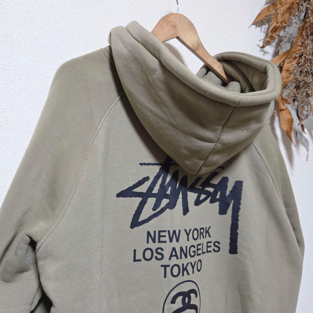 Stussy/フルジップパーカー/カーキ/ステューシー/los angeles