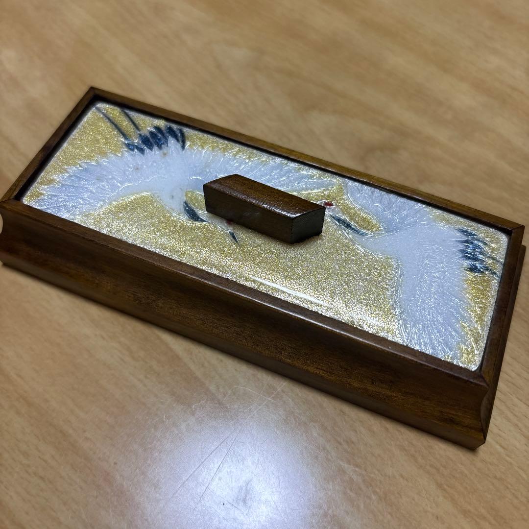 鶴の絵柄 木製小物入れ ちばぎん　レア！！！！