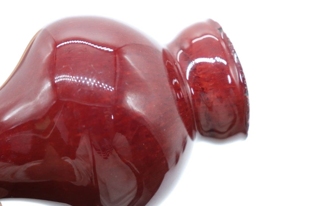 中国　清時代中期　窯変紅釉瓶　アンティーク　木箱入　送料込み251208