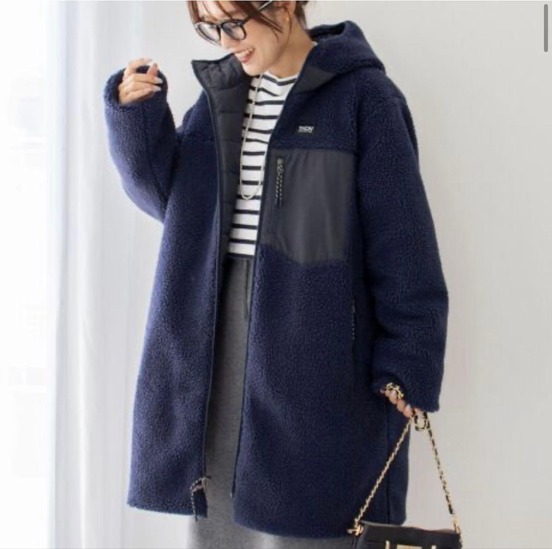 NOLLEY'S TAIONボアダウンリバーシブルコート　ノーリーズ　ネイビー