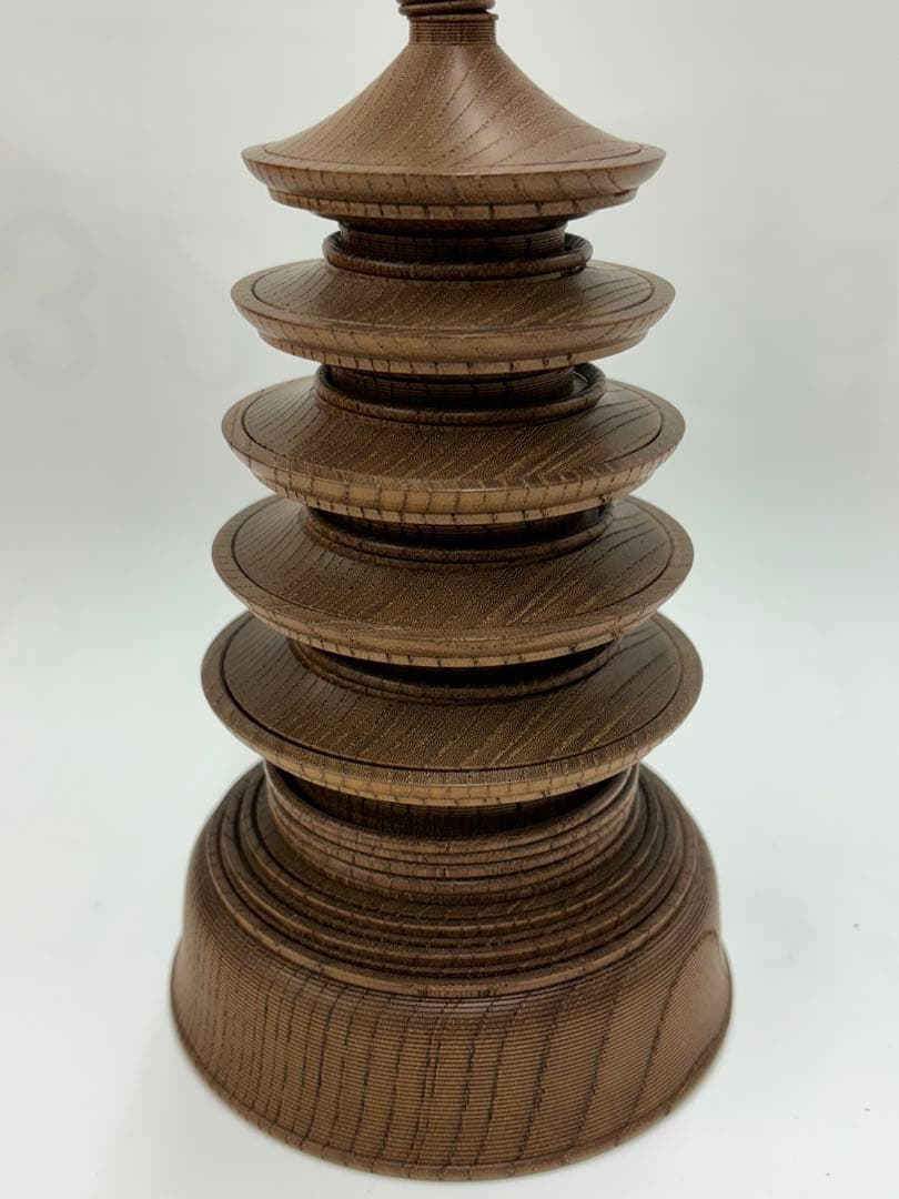 山中木製漆器　五重塔　欅材　平田秋平作