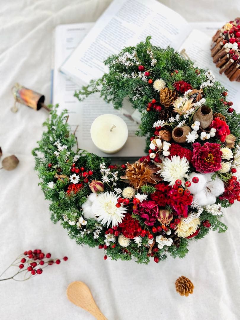 リース　クリスマス　クリスマスリース　ドライフラワー　しめ縄　クリスマスツリー