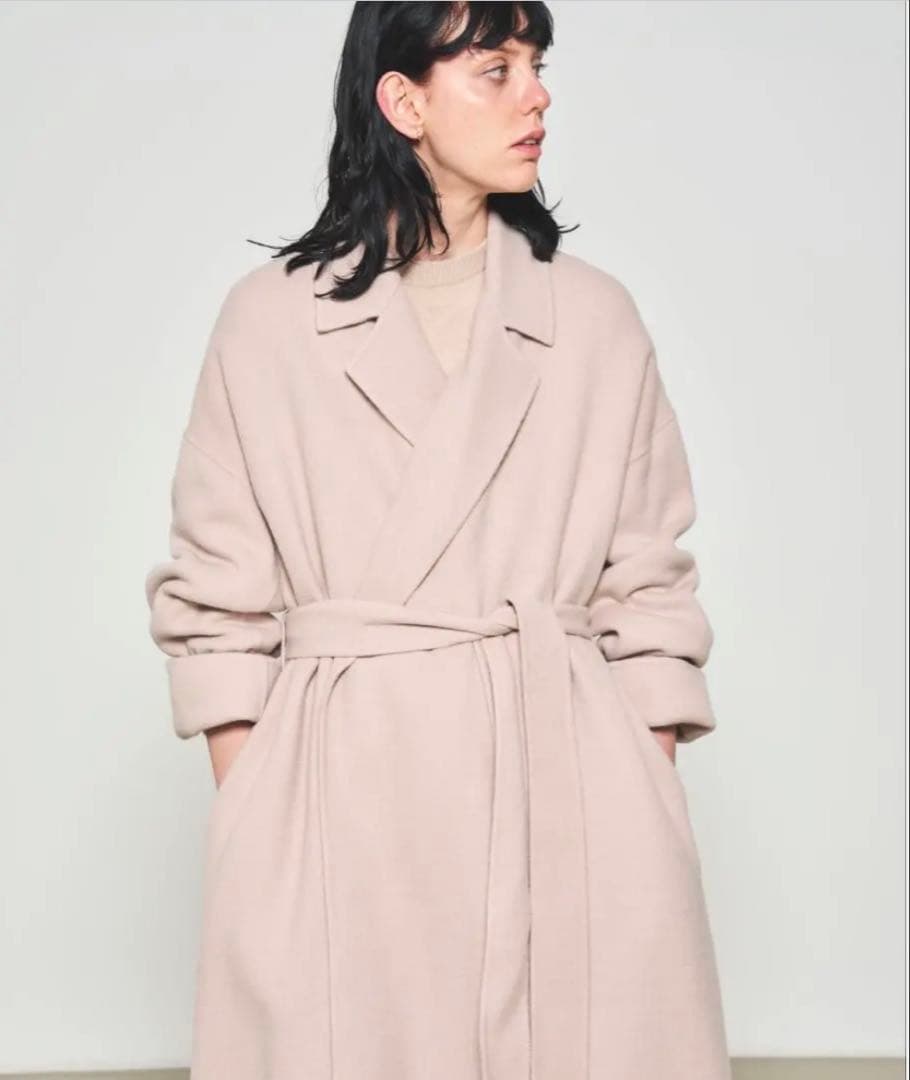 N.O.R.C ノーク ライトウールリバーロングコート ブラック