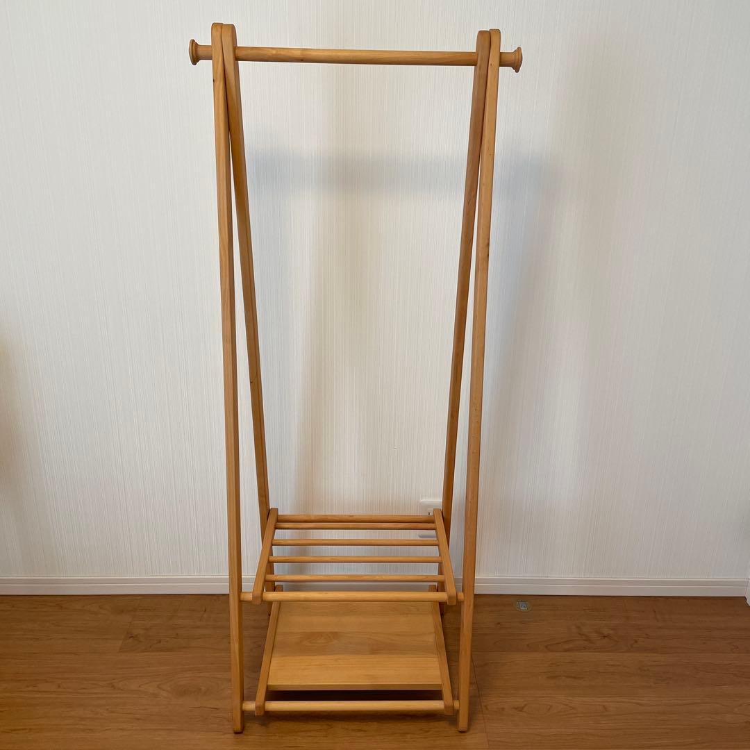 【モモナチュラル】木製ハンガーラックMサイズ