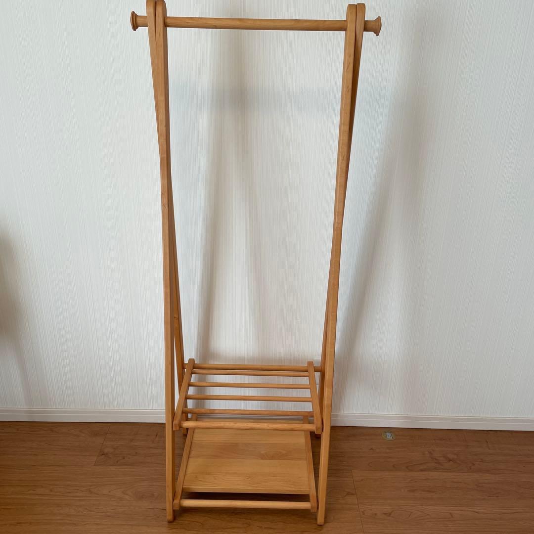 【モモナチュラル】木製ハンガーラックMサイズ