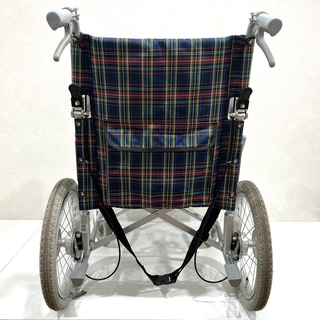 h432 新品　幸和製作所　介護用車椅子　介助式車椅子　チェック柄　軽量　車いす
