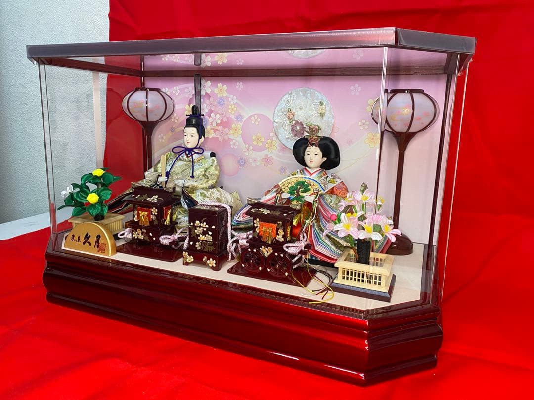 東京久月　雛人形アクリルケース入り親王飾り・間口約５６×奥行約３１×高さ約３４㎝