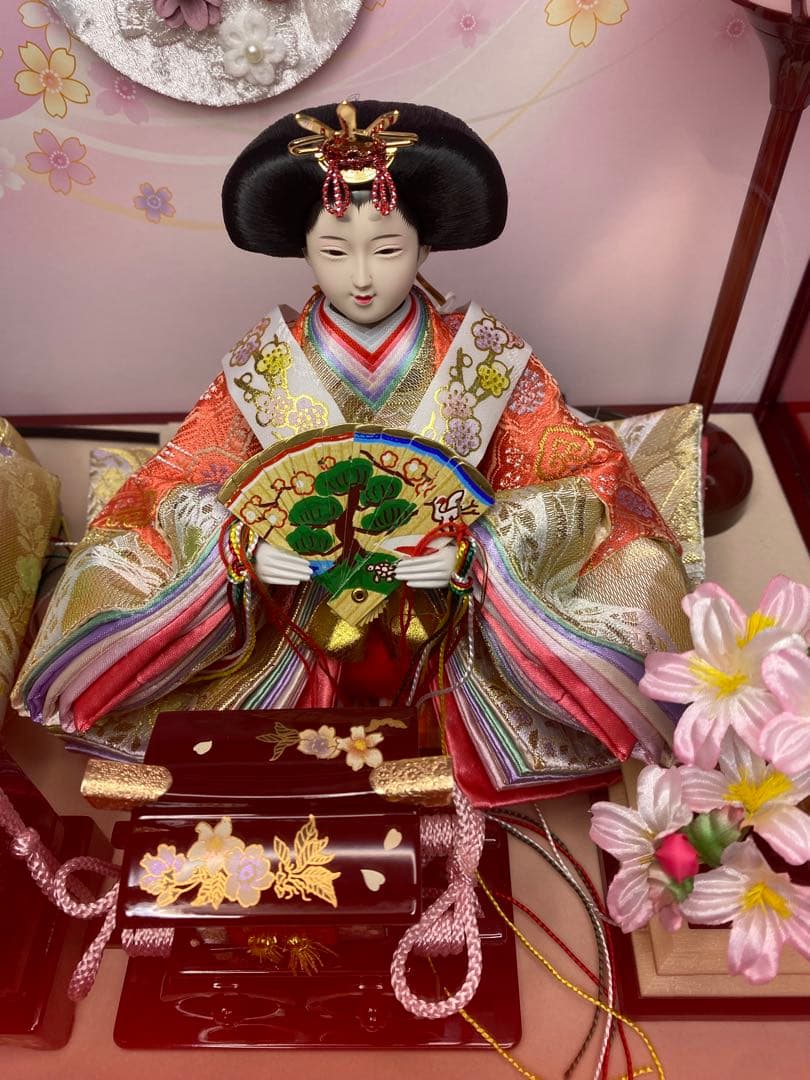 東京久月　雛人形アクリルケース入り親王飾り・間口約５６×奥行約３１×高さ約３４㎝