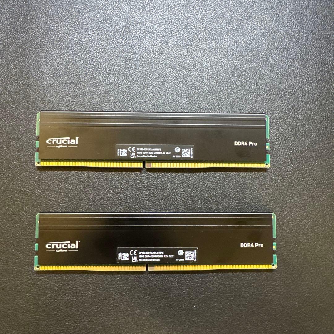 Crucial PRO 16GBX2枚 DDR4-3200