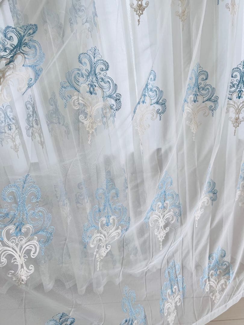 大サービス　レースカーテン　オーダーカーテン　フリル付き 2枚組　100※200