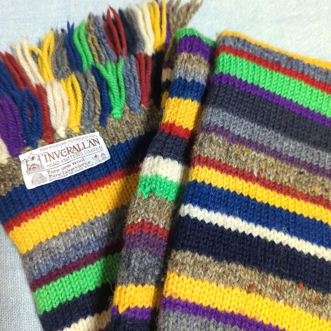 希少‼️INVERALLAN インバーアランニットマルチカラーマフラー
