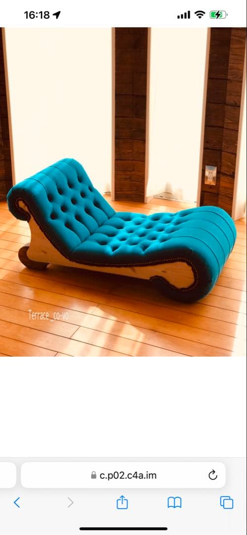 Phoya様　Terrace_co-vo ターコイズ ボタン留めソファ