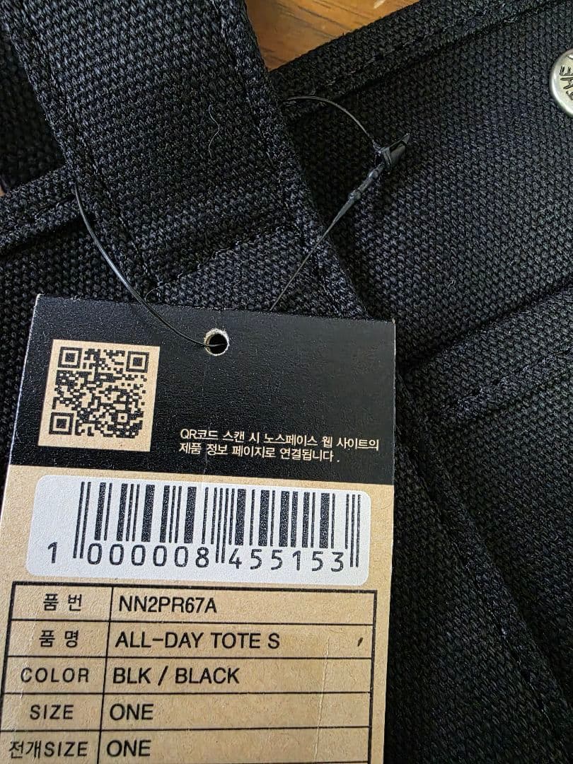 【新品未使用】ノースフェイス　韓国　ブラック トートバッグS