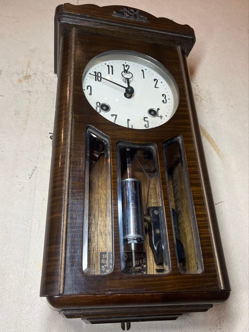 愛知時計　ミニミニ　柱時計　古時計　振り子　レトロ　ゼンマイ　ボンボン　精工舎