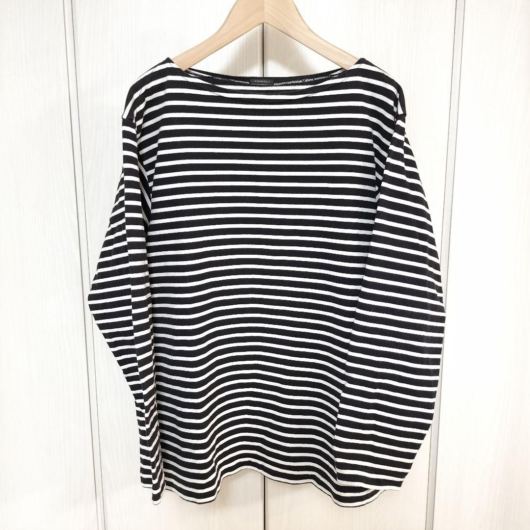 COMOLI ボーダー ボートネック サイズ2