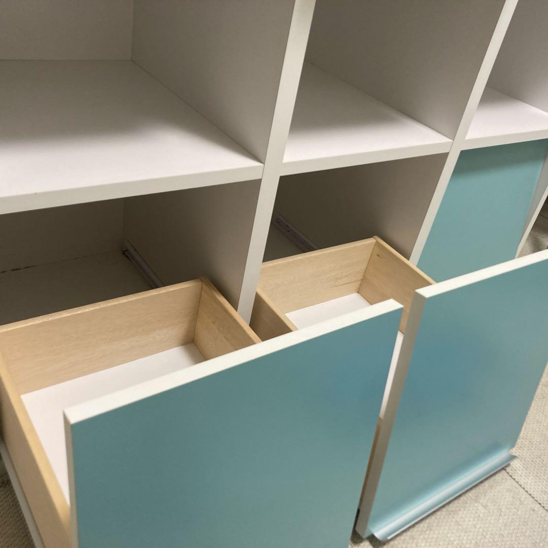 水色 オープンシェルフ 収納6つ 飾り棚 絵本　赤ちゃん お片付け 絵本ラック