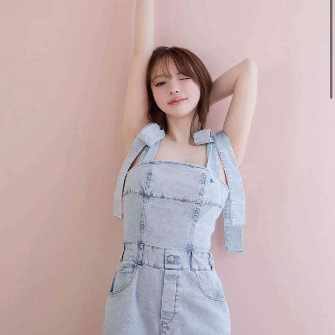 【7/20まで値下げ】andmary ribbon denim allinone