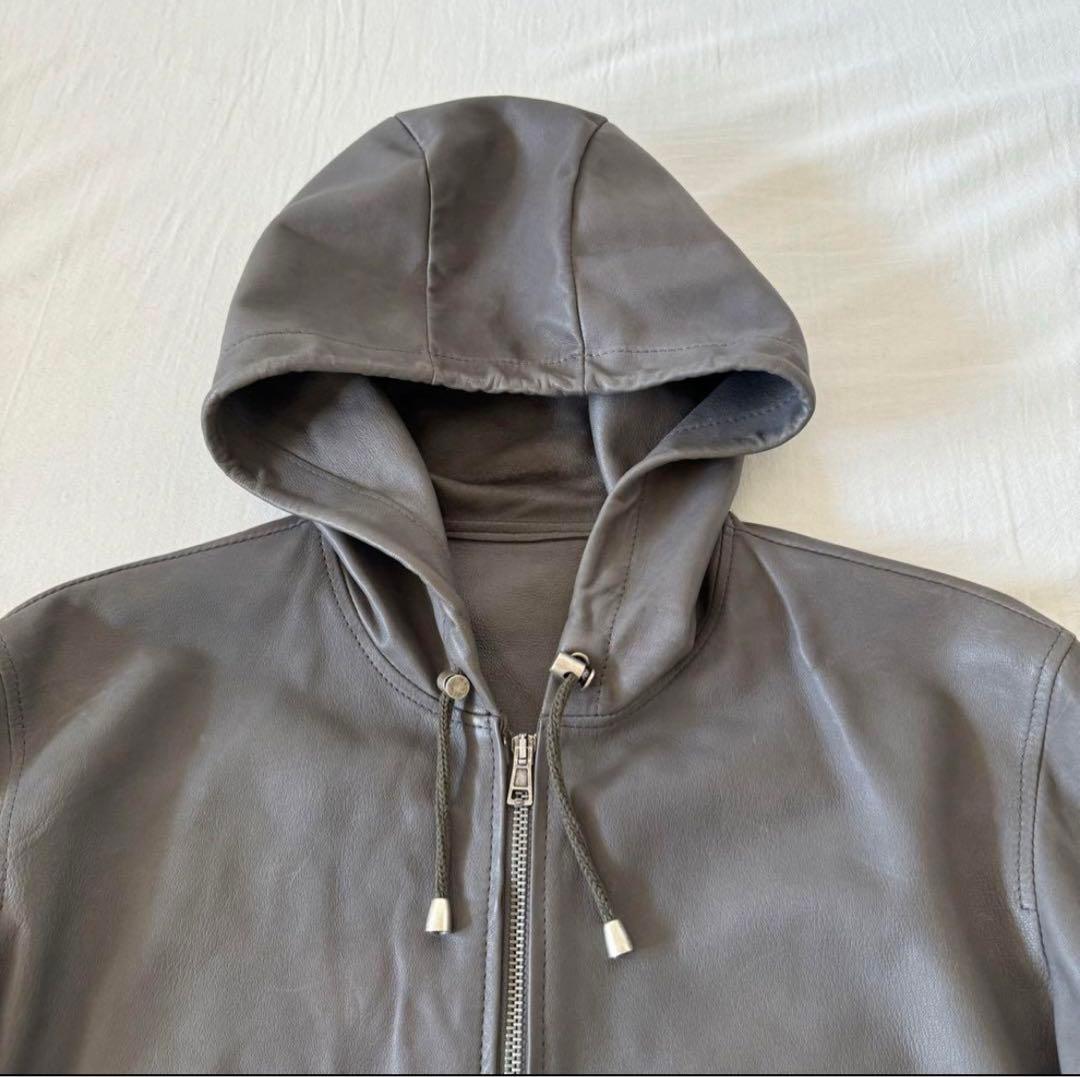 EsTes double zip leather hoodie イタリア製