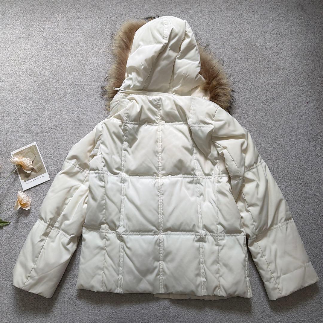 【BURBERRY】 ダウン フェザー ジャケット コート 40 白 ファー