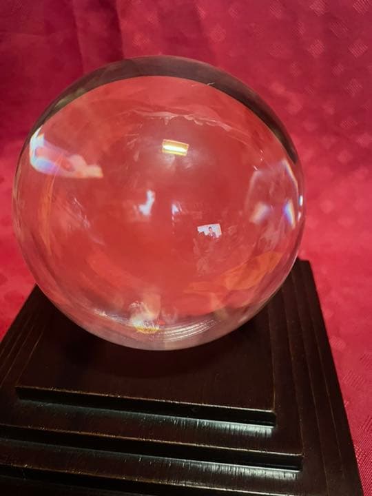 アンティーク品　クリスタルポール台付　玉大きめサイズ