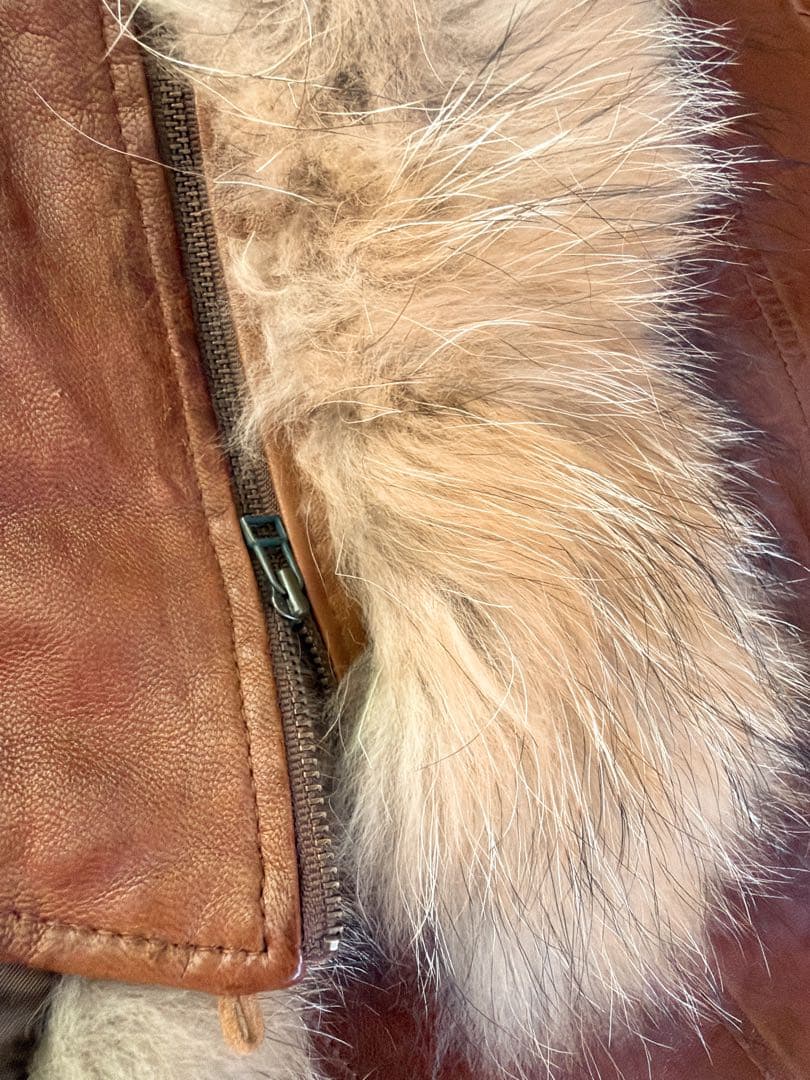 ☆goa ゴア ラムレザー 革ジャン ファー付き ブラウン 難あり