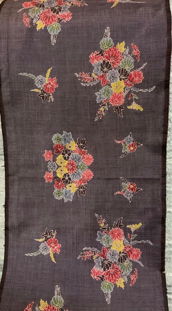 正絹 本場大島紬 7マルキ 草花文  36×111　#487