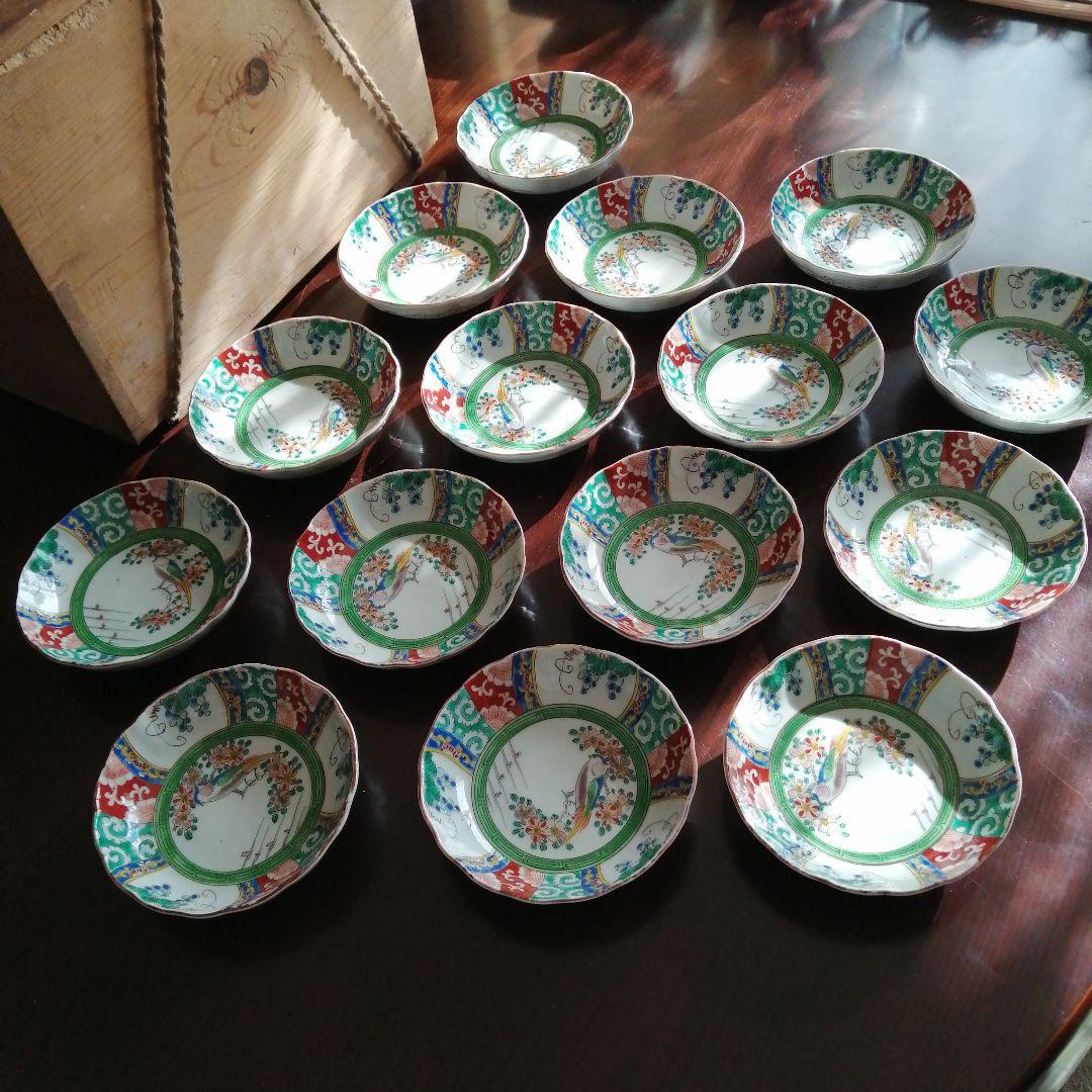 伊万里　色絵膾皿　15枚　14.5cm　明治期