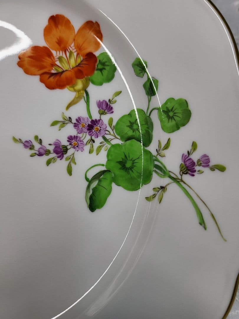 未使用近✨マイセン ベーシックフラワー 2つの花 レット 紫② サラダ デザート