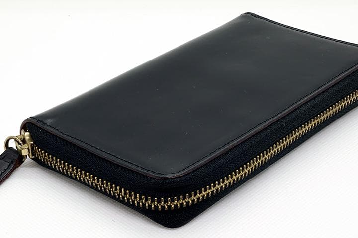 GANZO THIN BRIDLE ファスナー付き4本入りペンケース ブラック