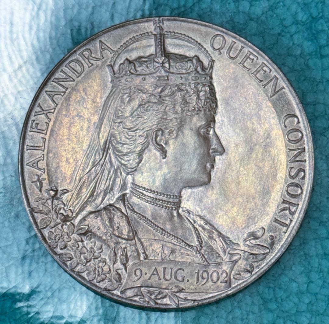 1902 イギリス エドワード アレクサンドラ コロネーション 大型 銀 メダル