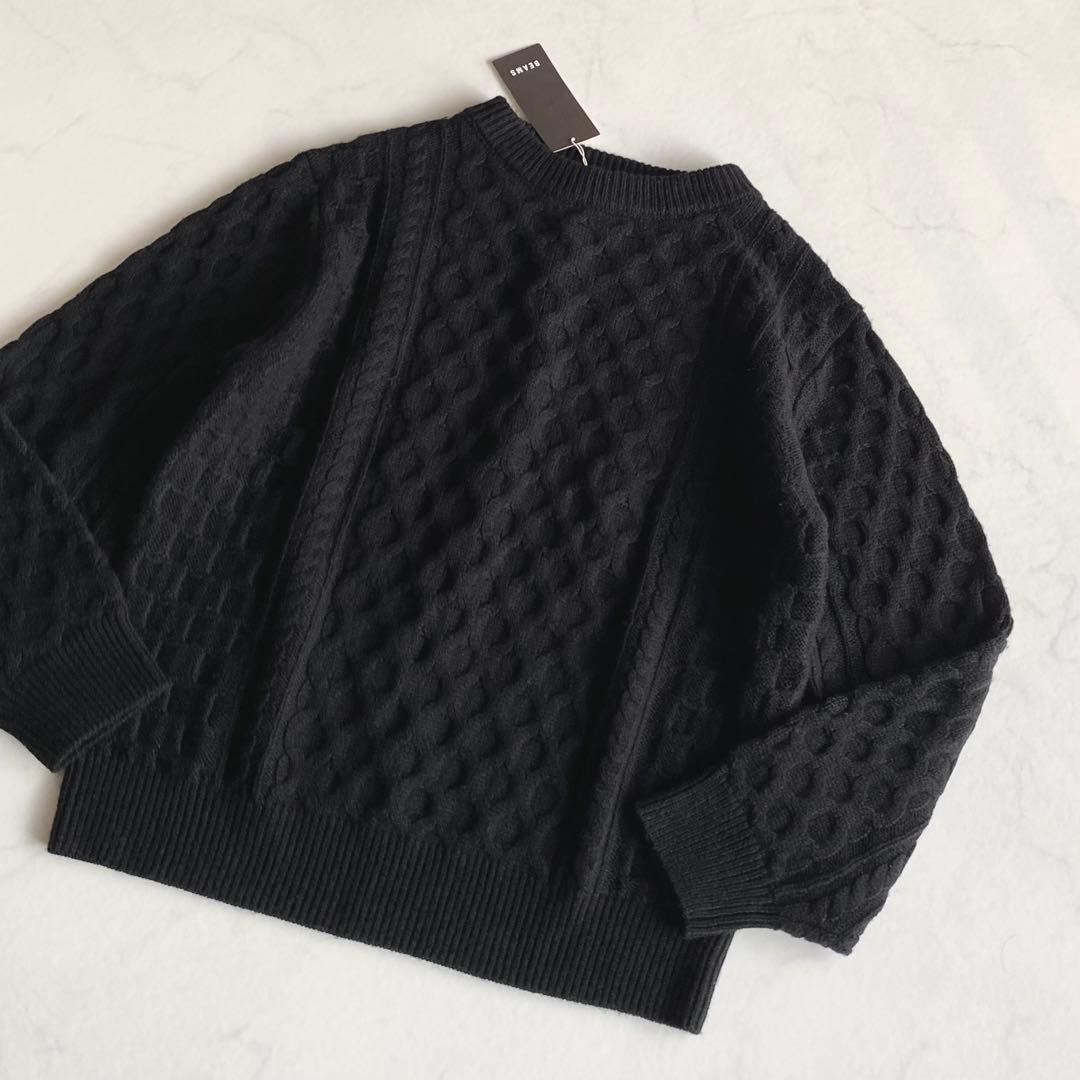 Demi-Luxe BEAMS カシミヤ混 アラン プルオーバーニット ブラック
